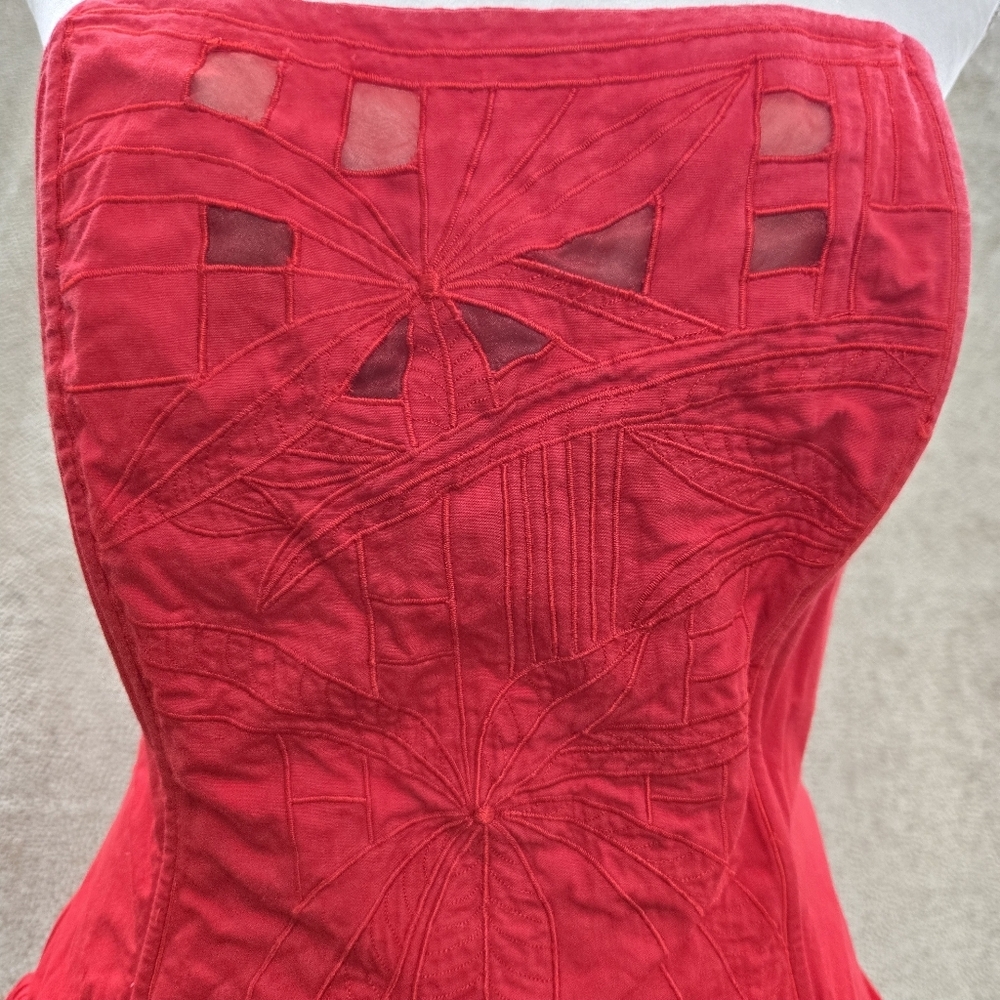 MOONGLOW Chic Strapless Red Ruffle Dress - Picture 9 of 15
